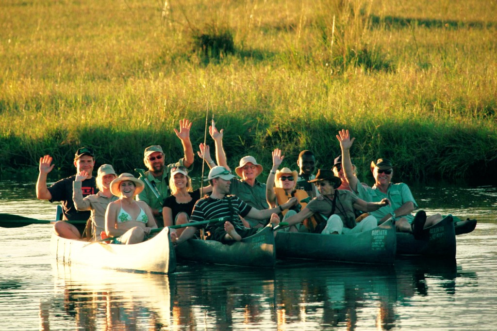 Stretch with a canoe group, Goliath Safaris, Mana Pools, Zimbabwe