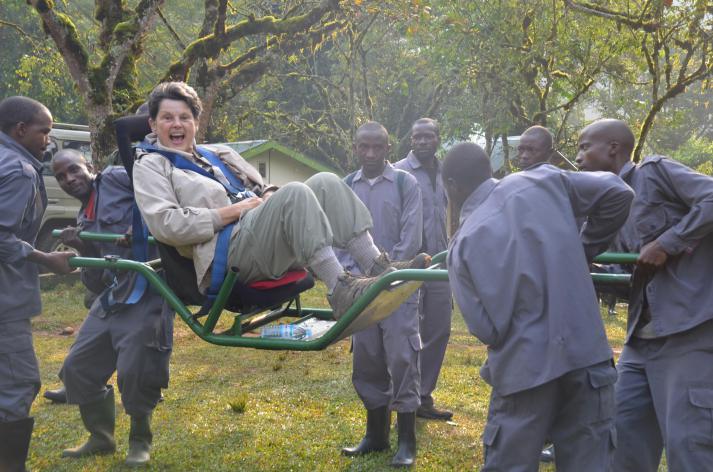 lady in a gorilla sedan chair with porters http://carolyntravels.com/