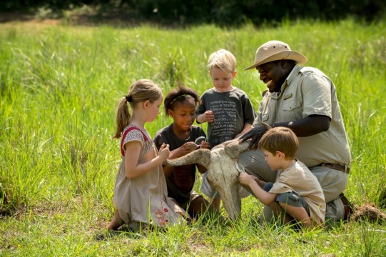 Children on a family safari at Phinda Reserve