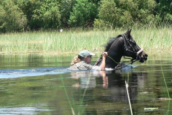 Barney Bestelink riding in the Okavango