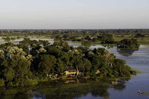 Jacana Camp aerial Okavango Delta Botswana