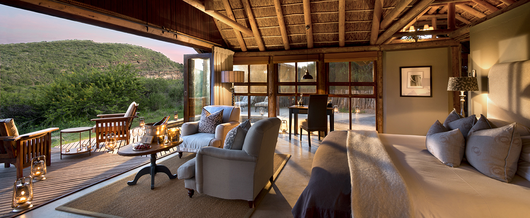 Great Fish River Lodge suite and verandah view Kwandwe South Africa