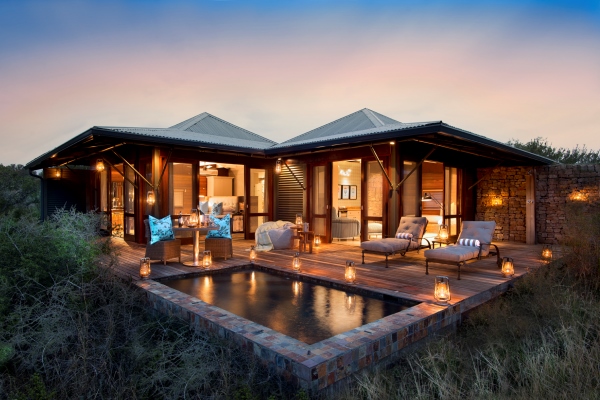 Ecca Lodge suite with plunge pool, Kwandwe, South Africa rhino conservation safari