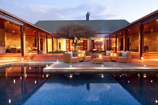 Kwandwe Meilton Manor courtyard and pool, Kwandwe Reserve, South Africa