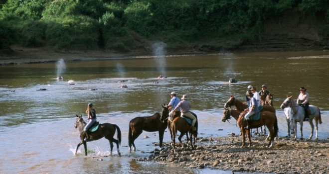 Taking a dip with the horses, Offbeat Safaris