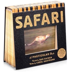 photicular image book with a cheetah running