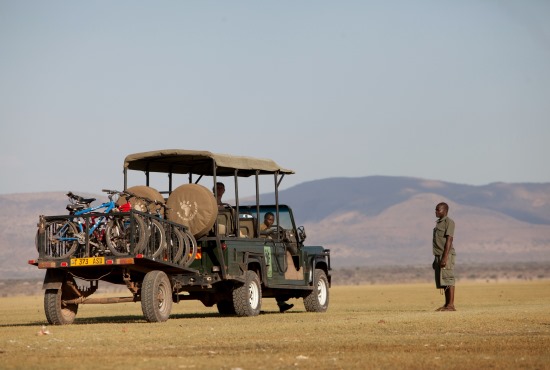 Game drive in Tanzania - truck with cycle trailer