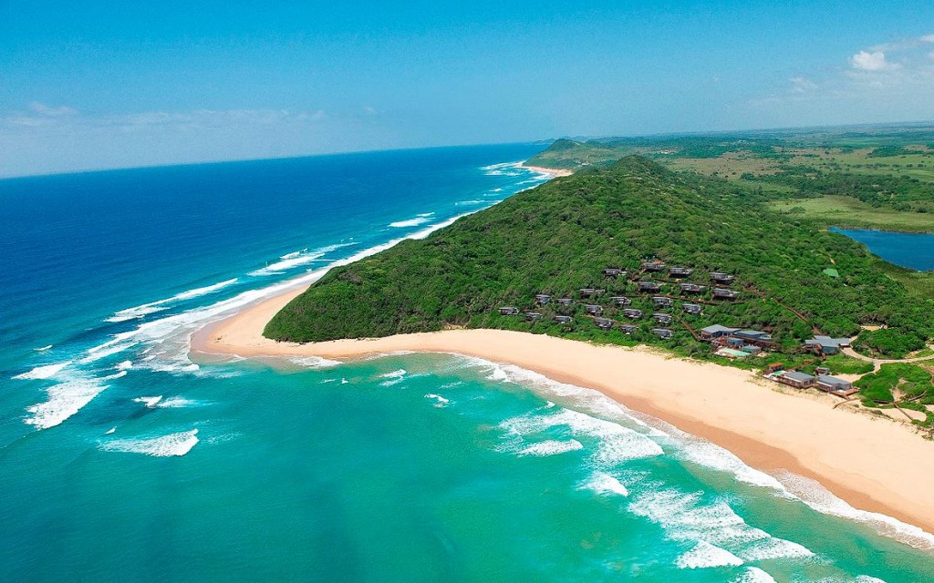 aerial view of beach at White Pearl, Mozambique