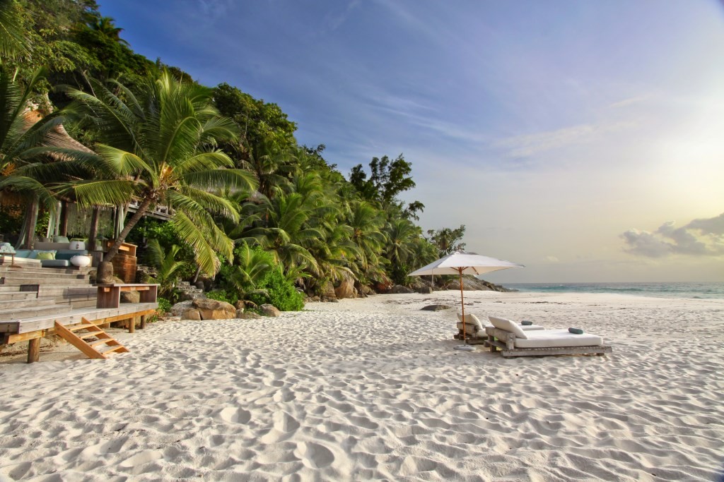 Wonderful white sand beach at North Island Seychelles