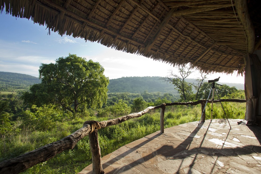 Balcony view and camera at Beho Beho Nyerere National Park (formerly Selous Game Reserve) Tanzania