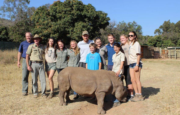 Prince Harry volunteering with rhino rehabilitation centre Khulula Care for Wild South Africa image credit Daily Express