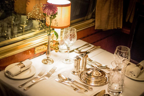 Fine dining - dining car Blue Train luxury train