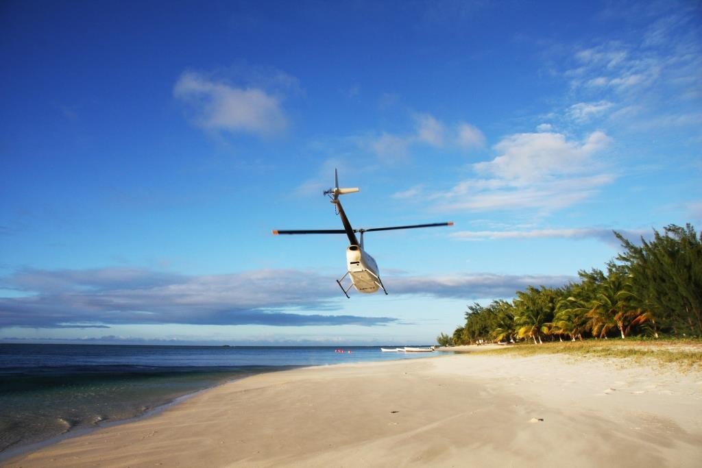 Helicopter transfers to Miavana private island