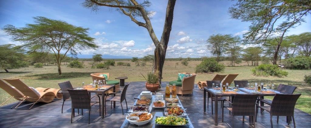 Lunch in the open, with 360 wildlife views, Solio Lodge, Laikipia, Kenya