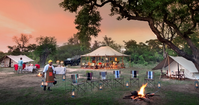 A typical safari camp site, Tanda Tula Field Camp, Kruger Park