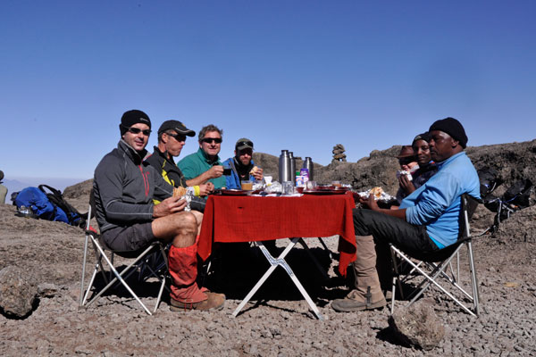 Sunny lunch on Kilimanjaro with Summits Africa
