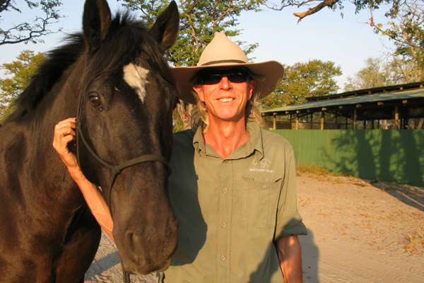 Horse and riding guide Johnno Beddoes at Ride and Walk Botswana