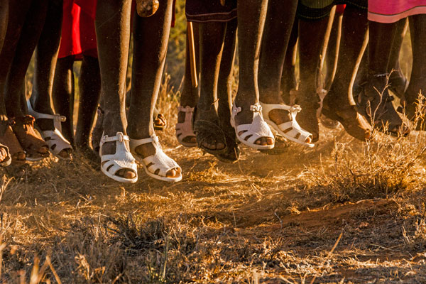 Masai jumping footware close up Sabuk, Laikipa, Kenya