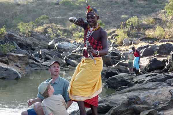 Richard fishing with his son at Laikipia Wilderness, Kenya