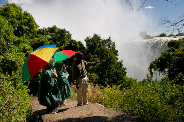 Taking a tour of the falls, Toka Leya, Wilderness Safaris