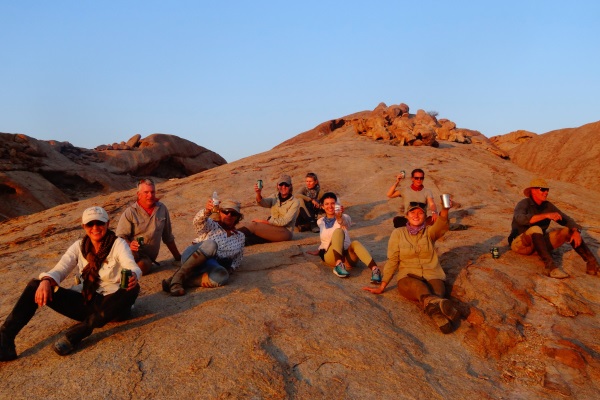 Sundowners on the Namibia guides' ride.