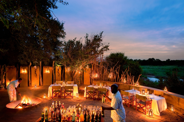 Sundowners and after dinner drinks at Tinga Lodge, Lion Sands, South Africa