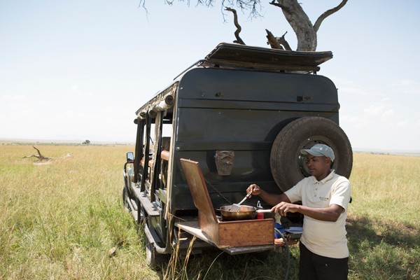 Mobile safari breakfast at Sala's Camp, Masai Mara, Kenya