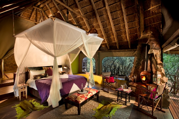 Luxuriously appointed tented suite at Jaci's Safari Lodge