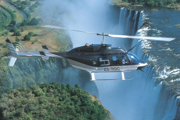 Stanley Safari Lodge, heli flip over the Victoria Falls 